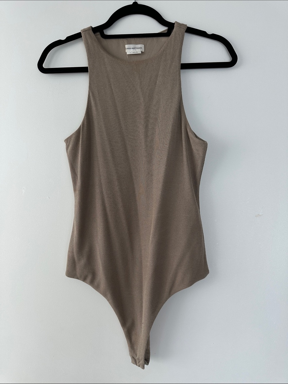 Lovers + Friends Taupe Ribbed Sleeveless Bodysuit